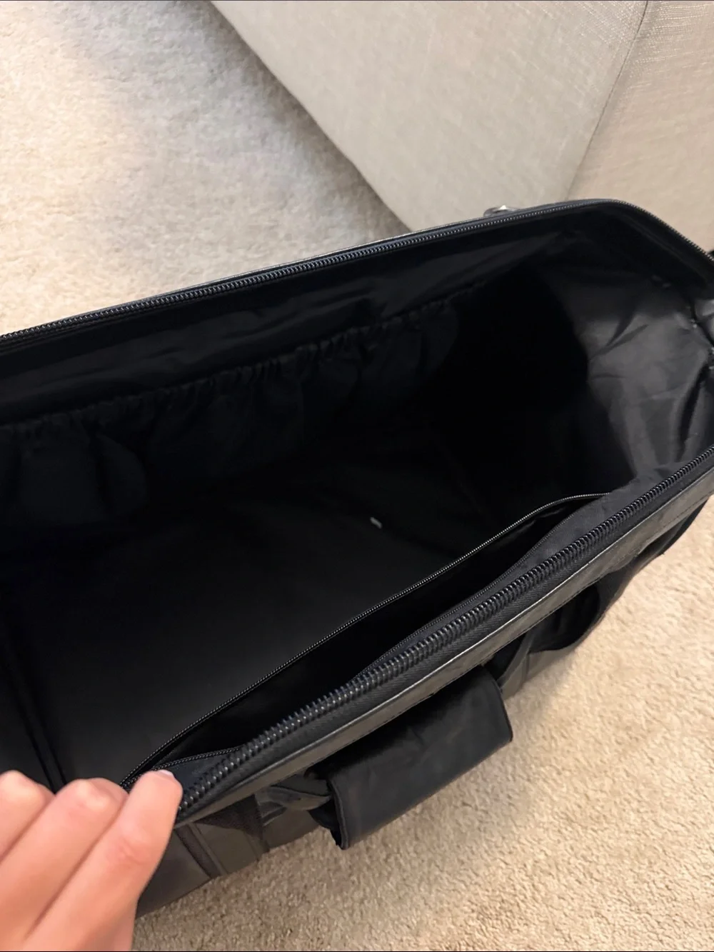 Men's Black Leather Travel Briefcase tote